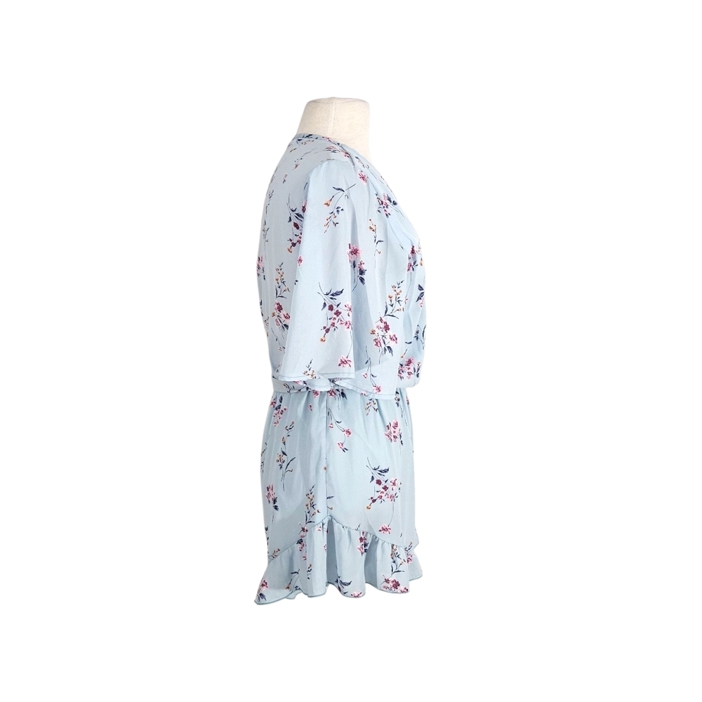 Mod Light Blue Floral Ruffle Romper - Picture 2 of 6